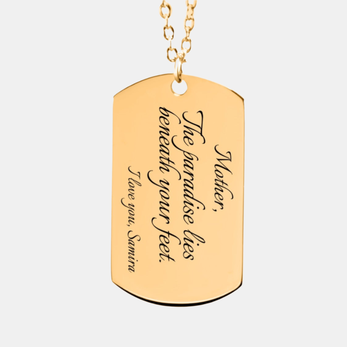 "Paradise begins with you" – Fine Chain Tag Necklace (Engraved & Personalized)
