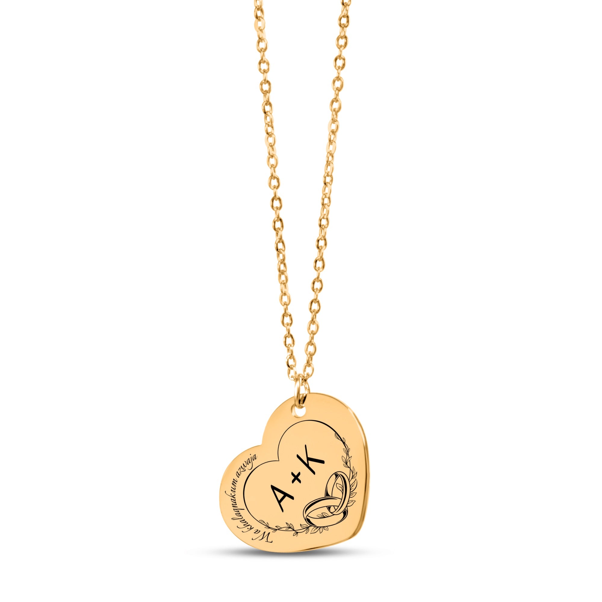 Union – Fine Chain Heart Necklace with Initials & Rings