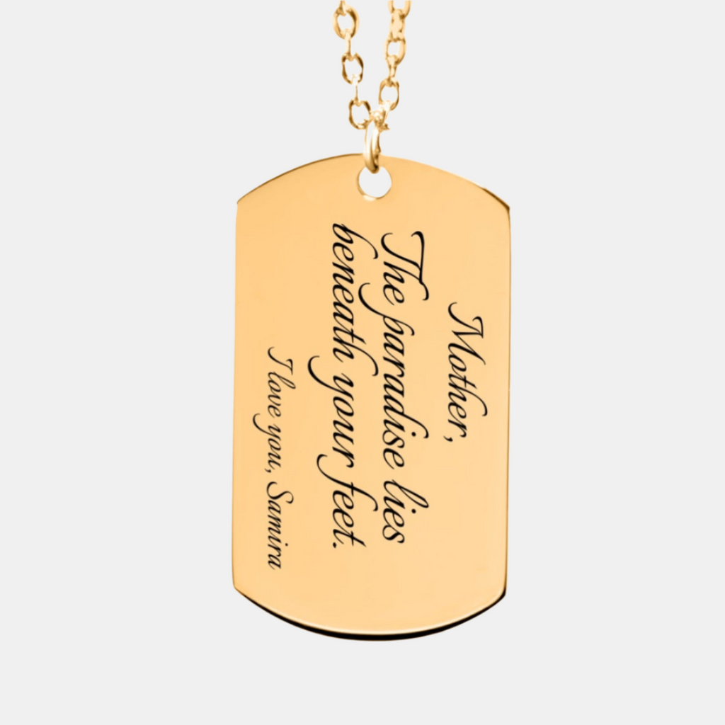 "Paradise begins with you" – Fine Chain Tag Necklace (Engraved & Personalized)