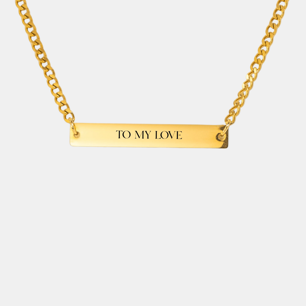 Custom Handwritten Design - Cuban Chain Vertical Bar Necklace