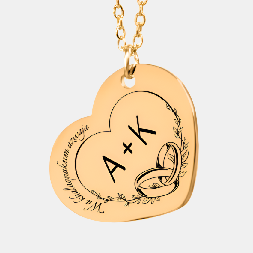 Union – Fine Chain Heart Necklace with Initials & Rings