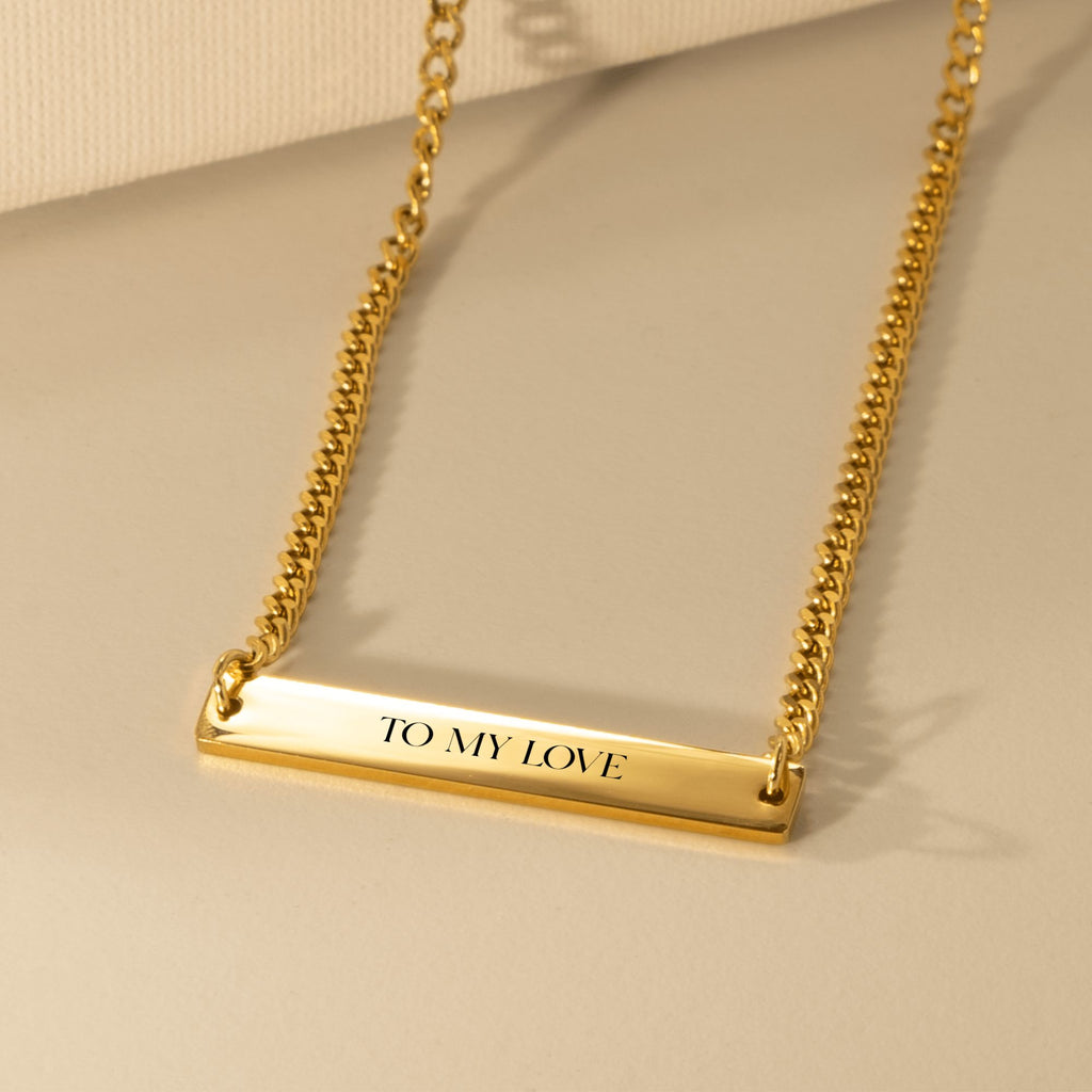 Custom Handwritten Design - Cuban Chain Vertical Bar Necklace