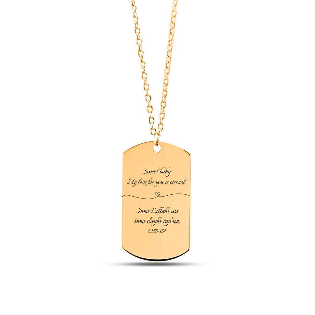 "My love for you is eternal" – Memorial Fine Chain Tag Necklace with Qur'an Verse