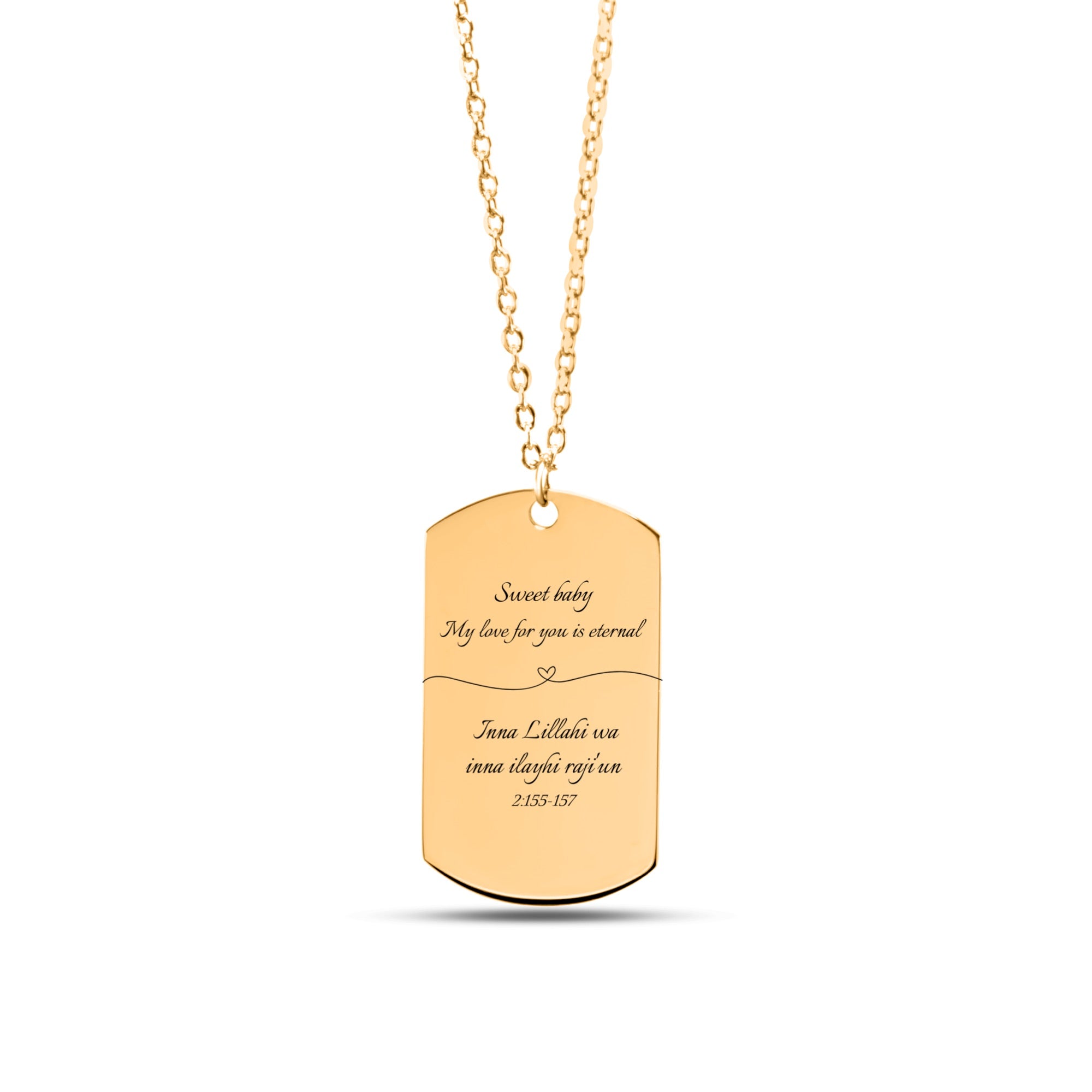 "My love for you is eternal" – Memorial Fine Chain Tag Necklace with Qur'an Verse