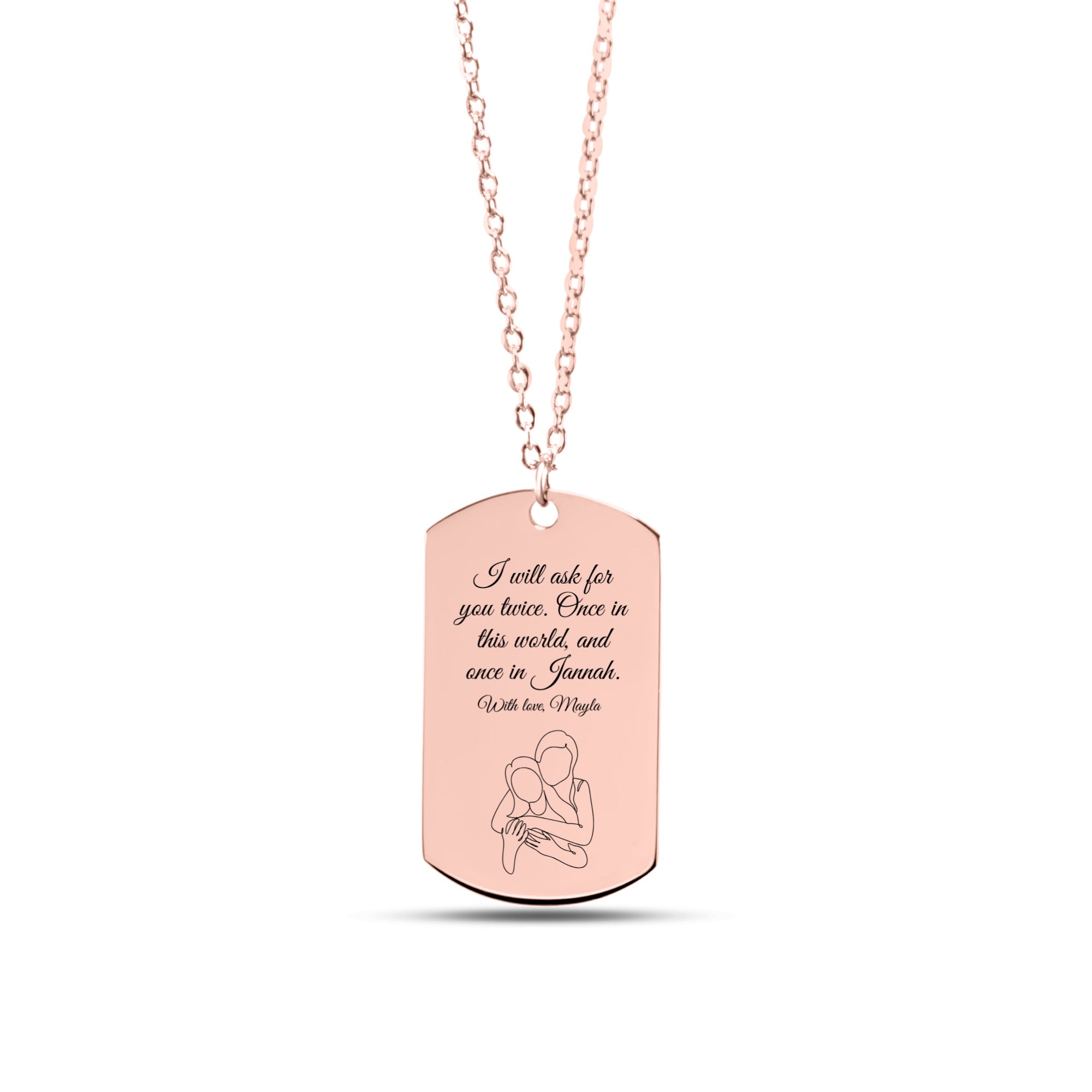 "I Will Ask For You Twice" Fine Chain Tag Necklace (Sister Edition)