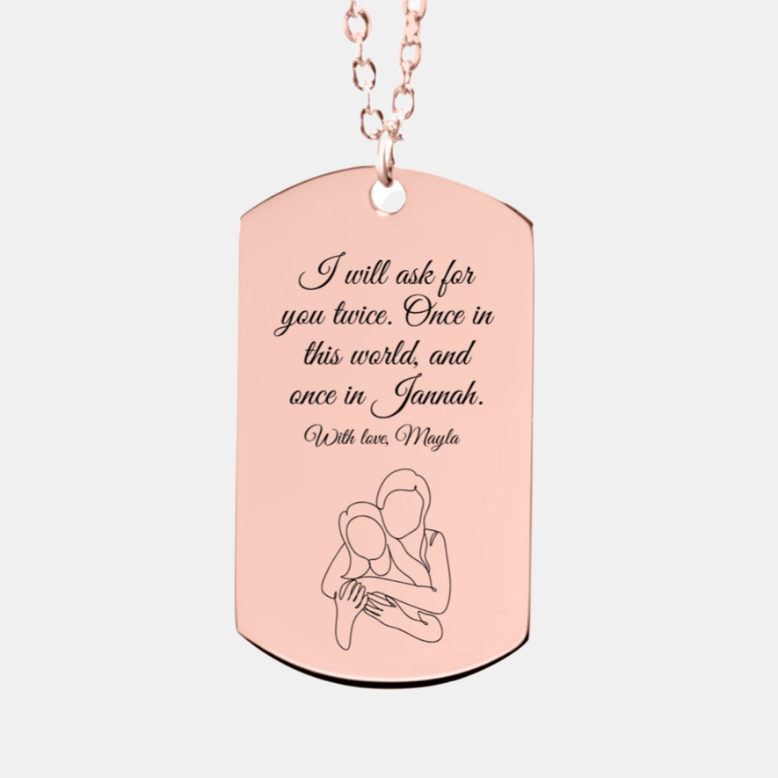 "I Will Ask For You Twice" Fine Chain Tag Necklace (Sister Edition)