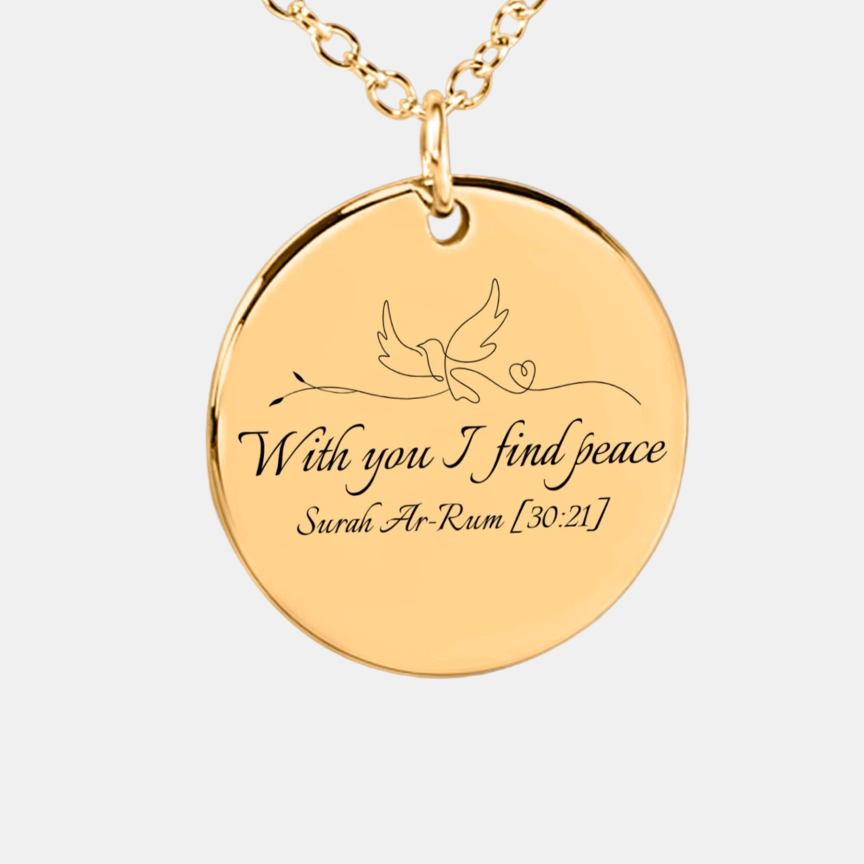With You I Find Peace – Muslim Necklace with Surah & Custom Back Engraving