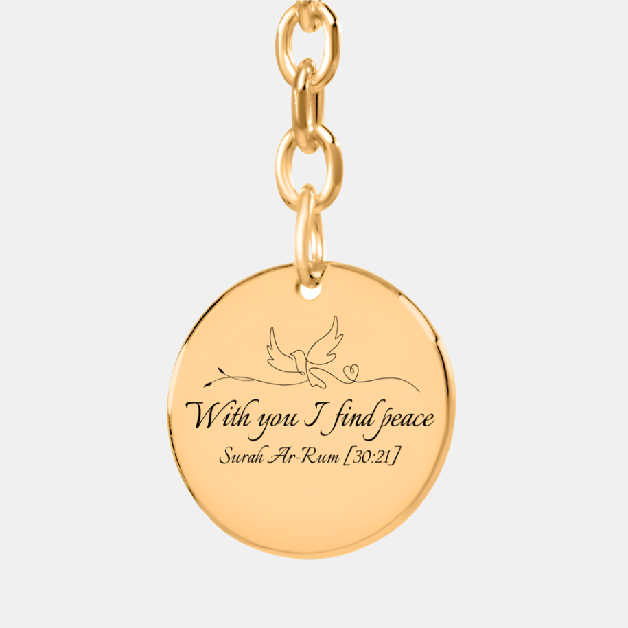 "With You I Find Peace" – Ar-Rum 30:21 – Coin Keychain