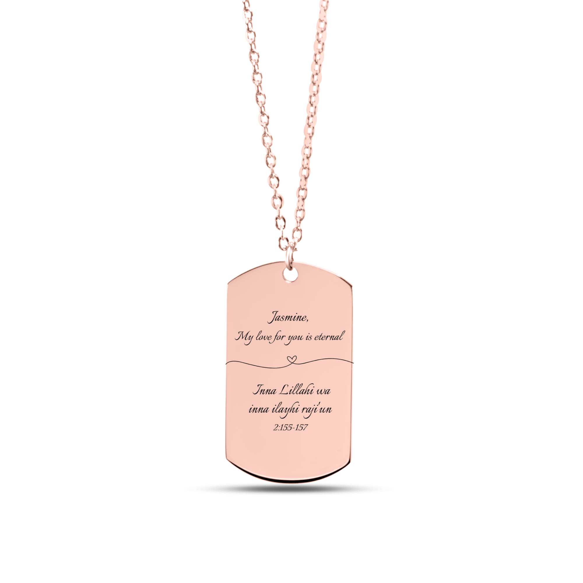 "My love for you is eternal" – Memorial Fine Chain Tag Necklace with Qur'an Verse