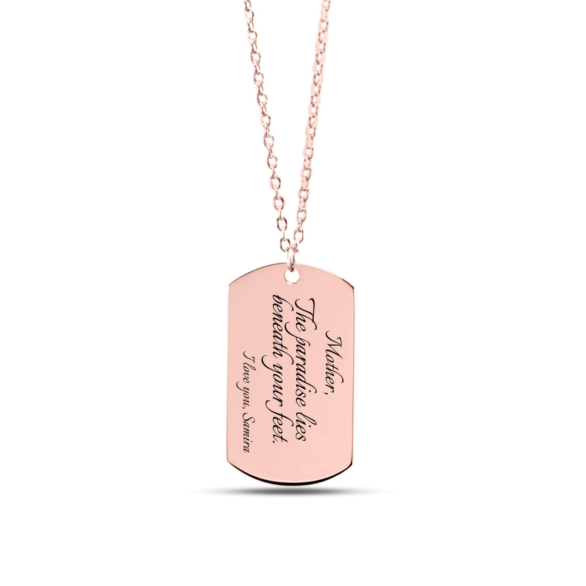 "Paradise begins with you" – Fine Chain Tag Necklace (Engraved & Personalized)