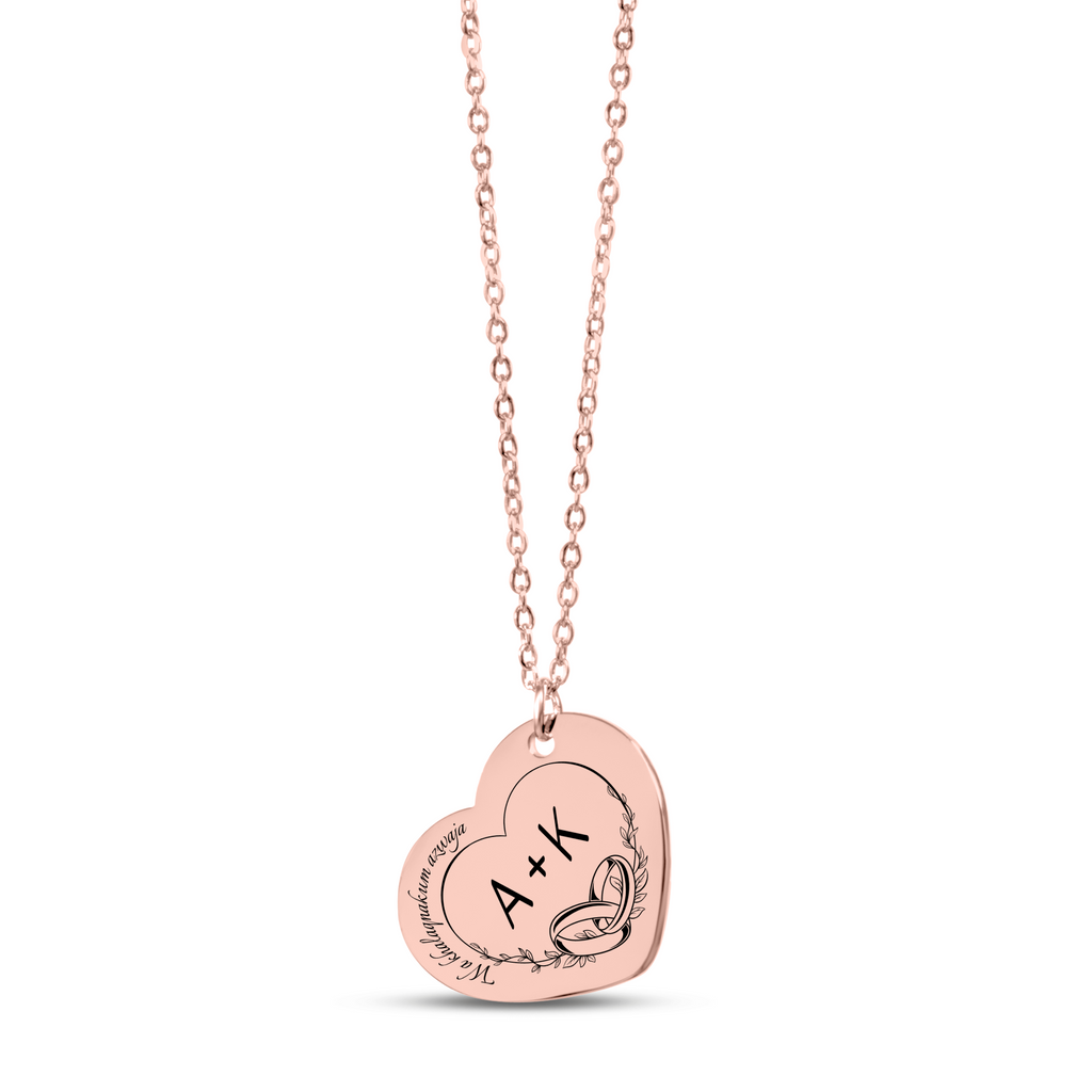 Union – Fine Chain Heart Necklace with Initials & Rings