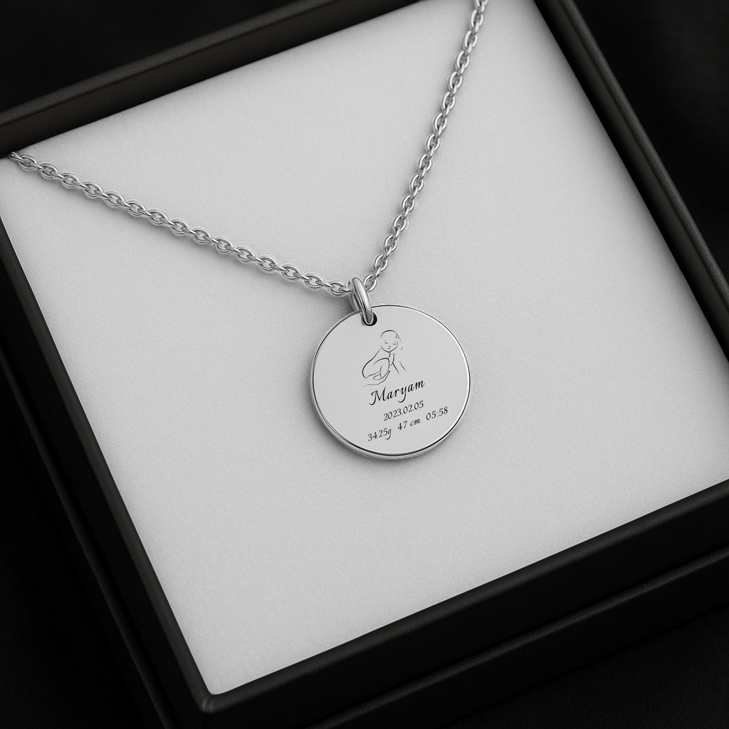 Birth Details – Fine Chain Round Necklace