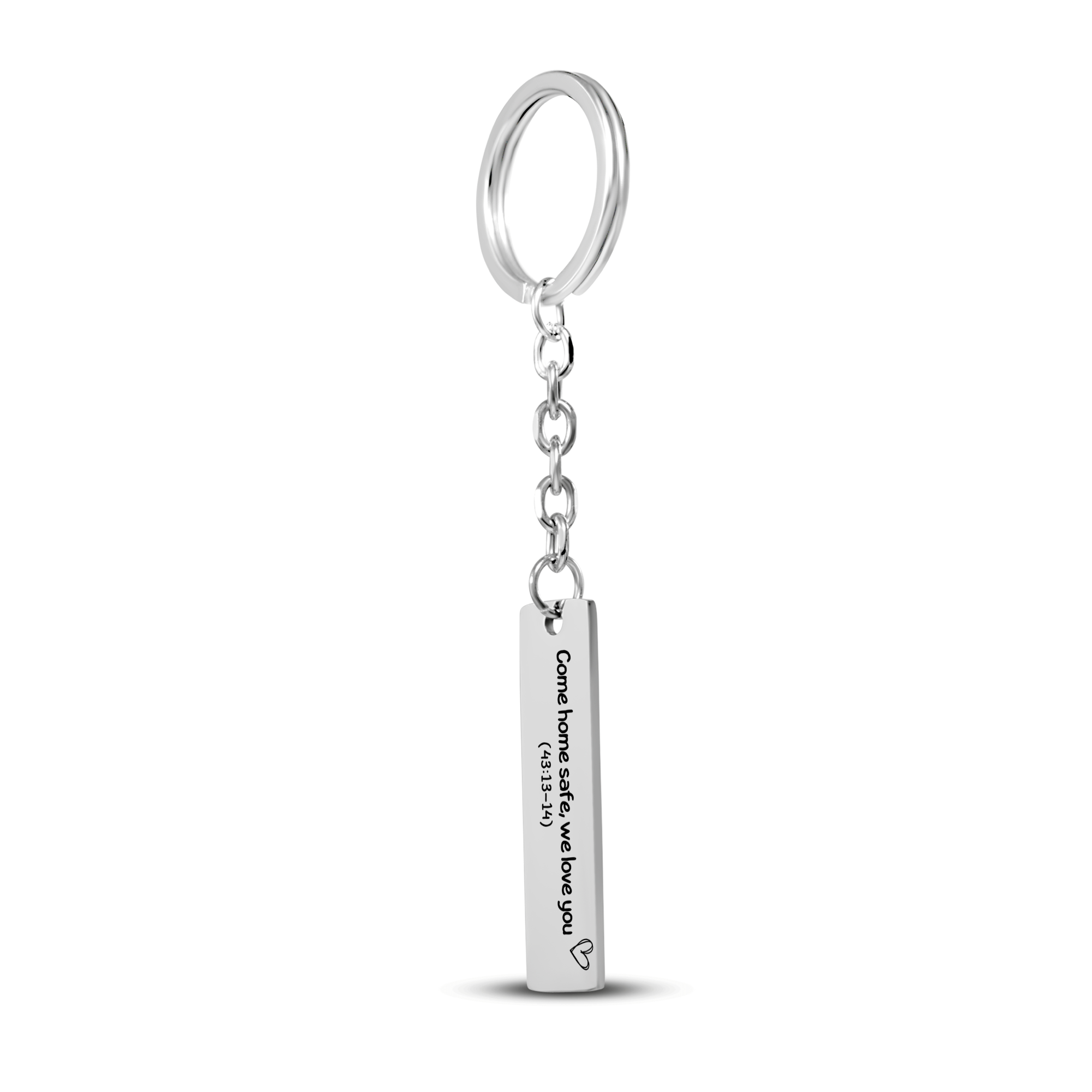 Come Home Safe - Handwriting Engraved Bar Keychain