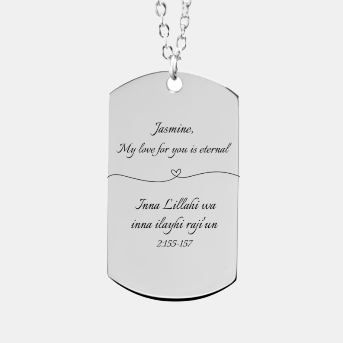 "My love for you is eternal" – Memorial Fine Chain Tag Necklace with Qur'an Verse