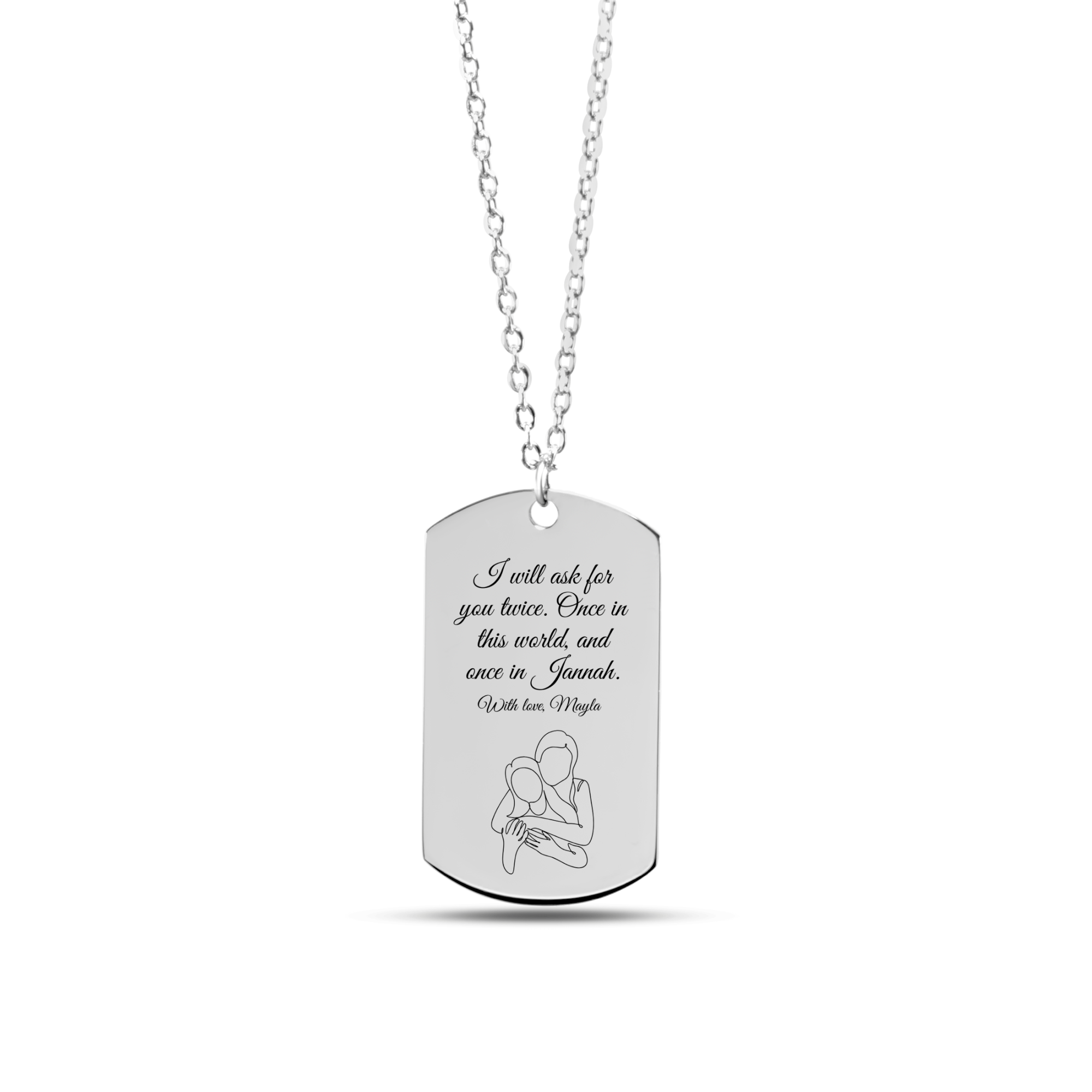 "I Will Ask For You Twice" Fine Chain Tag Necklace (Sister Edition)