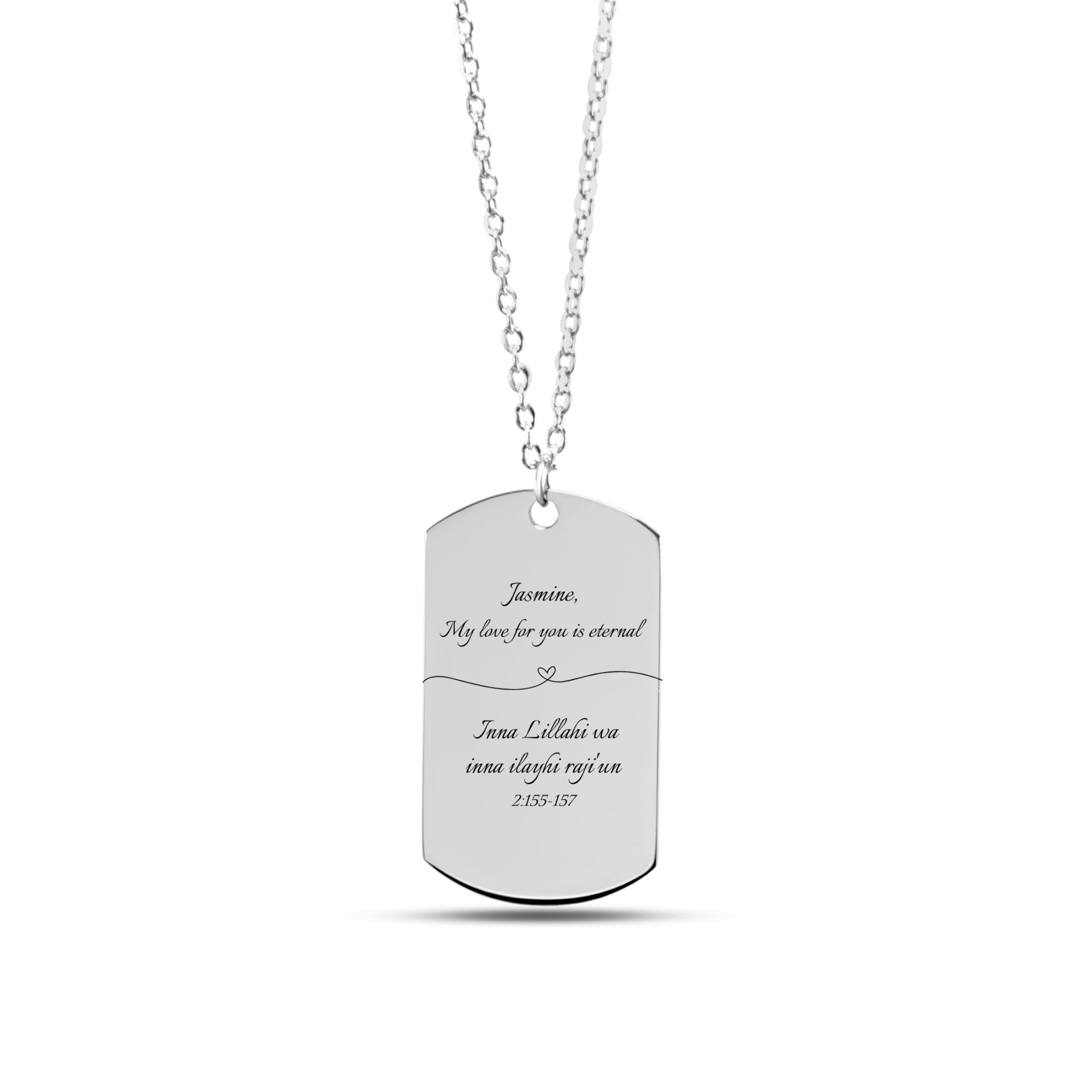 "My love for you is eternal" – Memorial Fine Chain Tag Necklace with Qur'an Verse