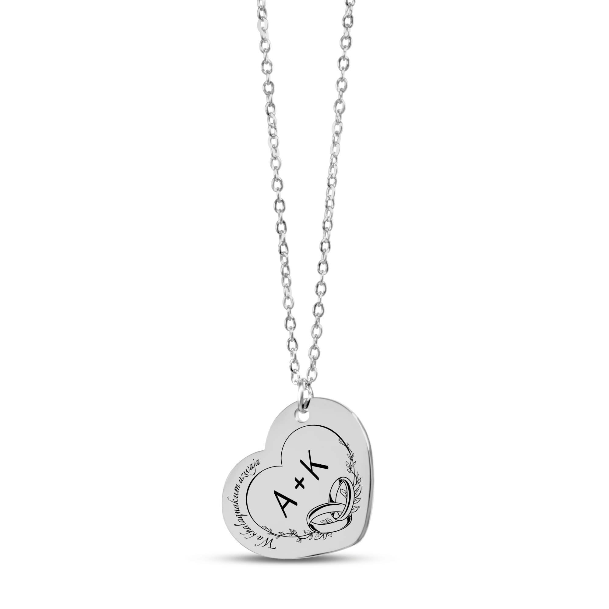 Union – Fine Chain Heart Necklace with Initials & Rings