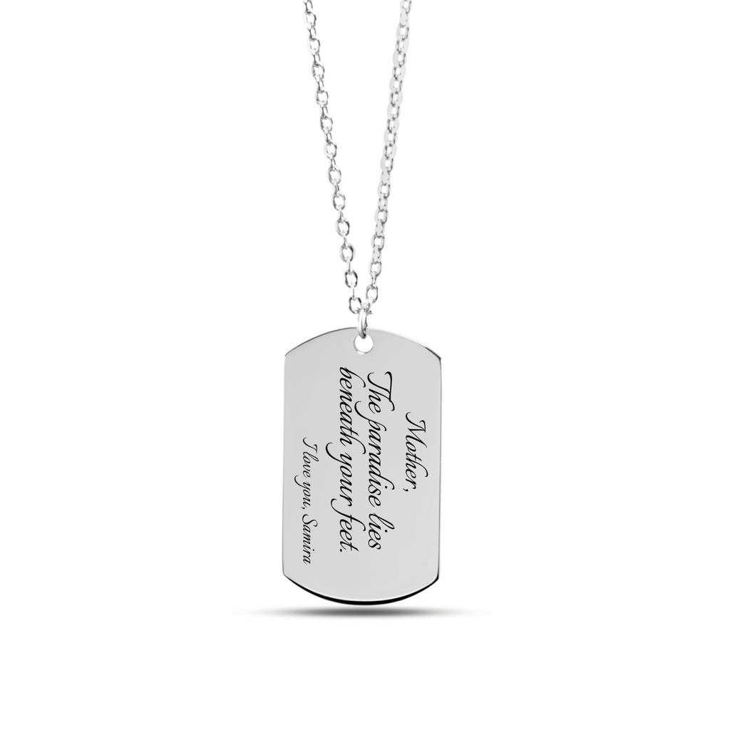 "Paradise begins with you" – Fine Chain Tag Necklace (Engraved & Personalized)