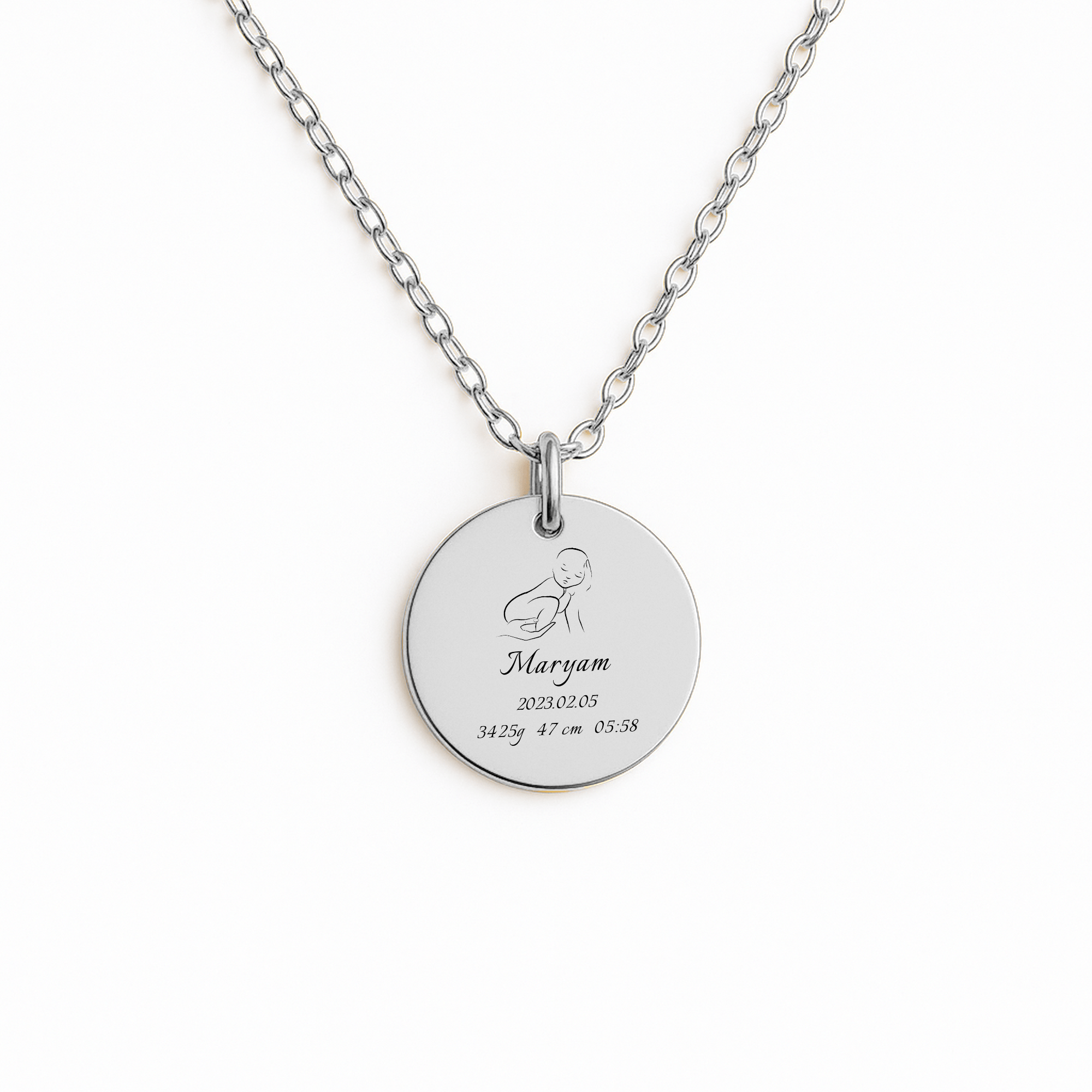 Birth Details – Fine Chain Round Necklace