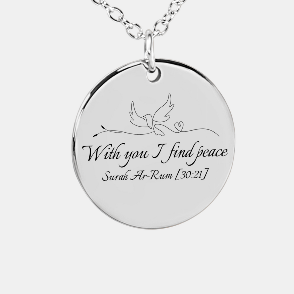With You I Find Peace – Muslim Necklace with Surah & Custom Back Engraving