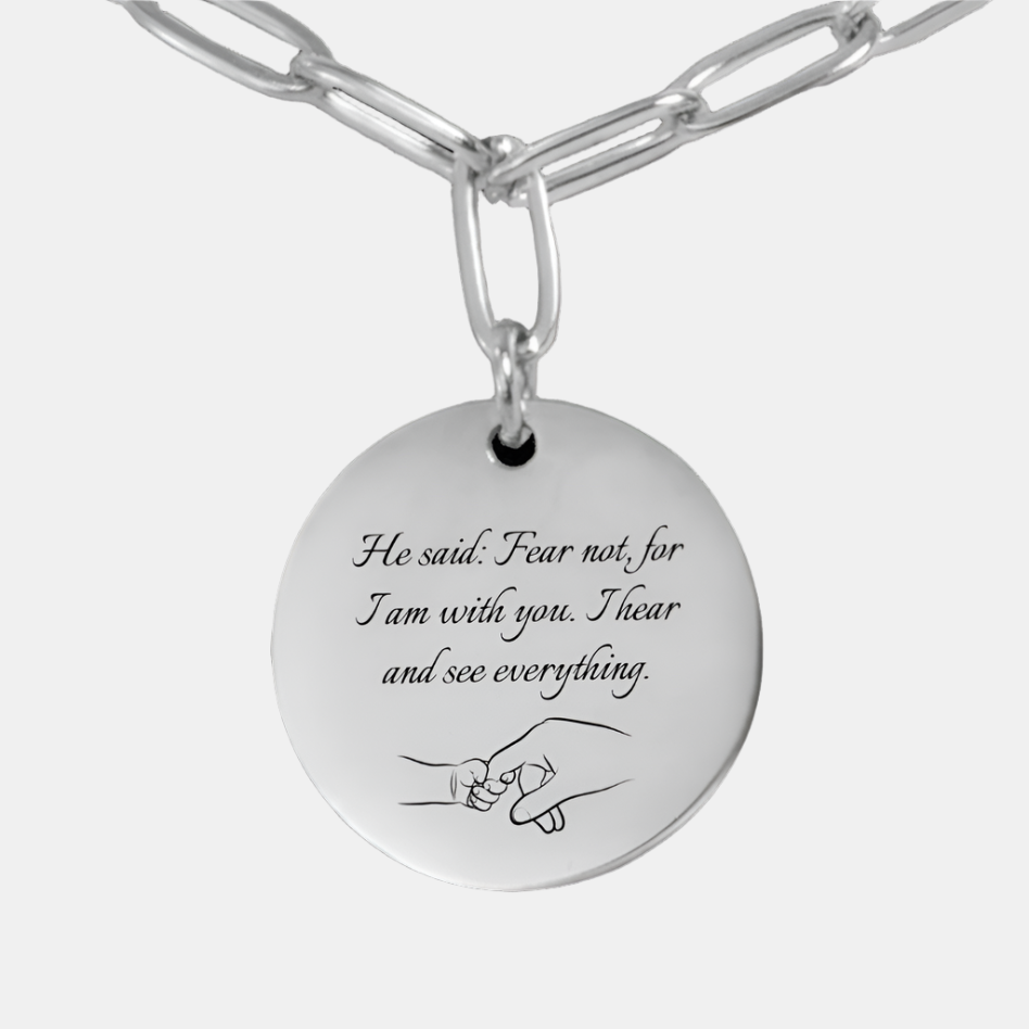 "Fear not, for I am with you" – Paperclip Chain Coin Necklace
