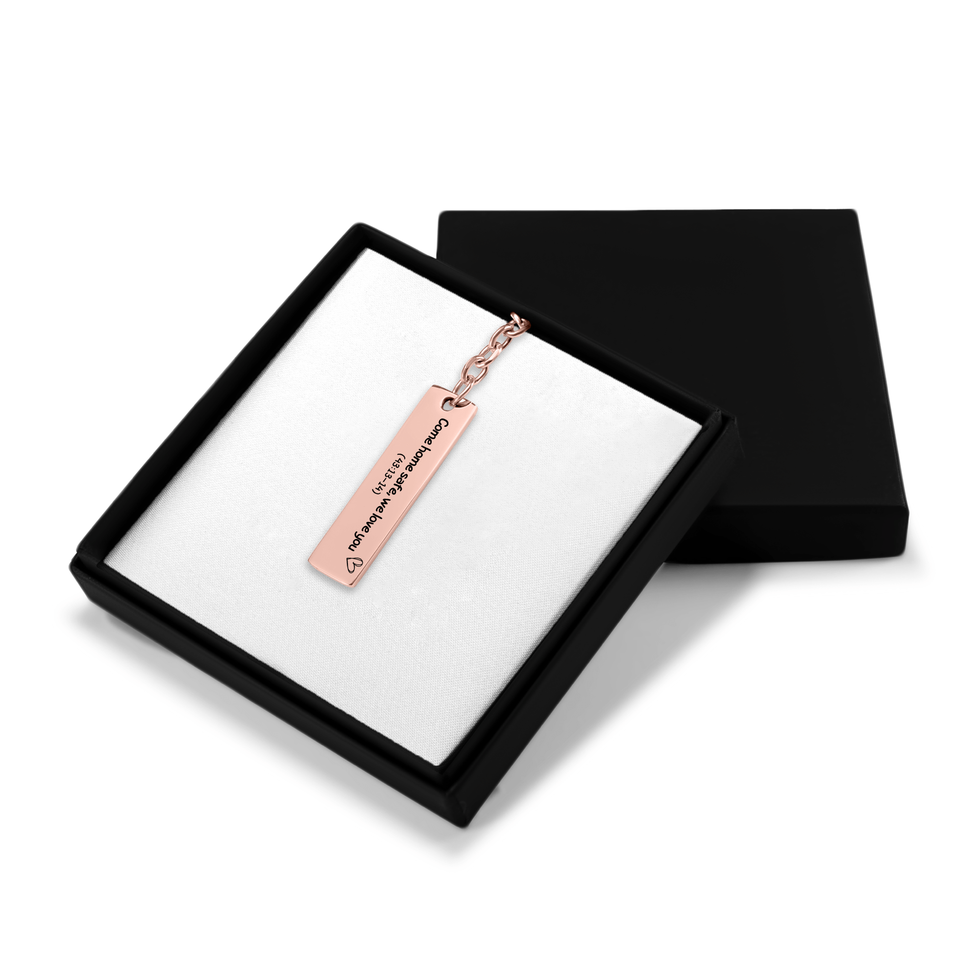 Come Home Safe - Handwriting Engraved Bar Keychain