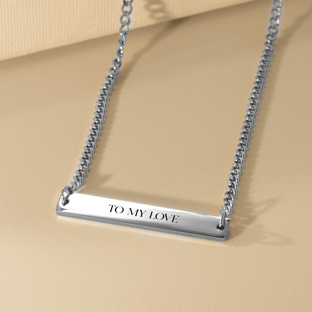 Custom Handwritten Design - Cuban Chain Vertical Bar Necklace